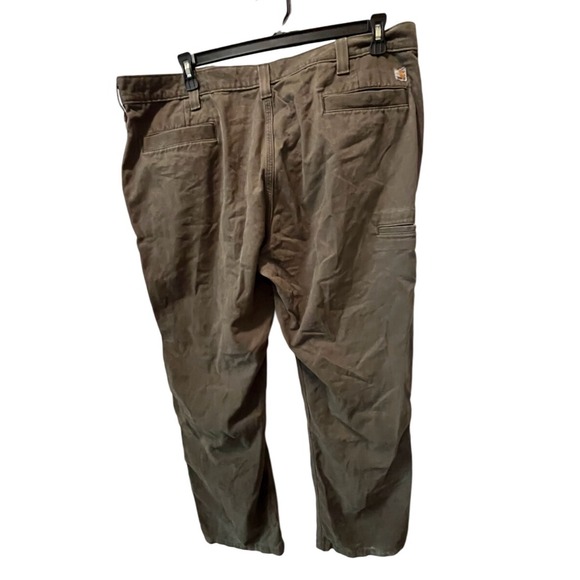 Carhartt Mens Canvas Work Pants Olive Green Relaxed Fit Size 42x34 Outdoor - Picture 3 of 4